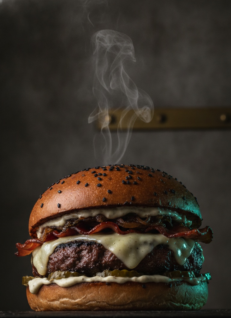 Burger signature fumant
